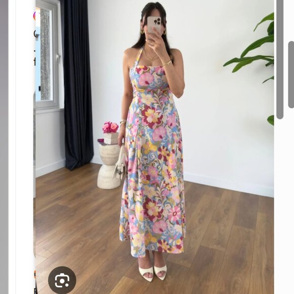 Zara Nwt Floral Halter Maxi Dress - Picture 3 of 15